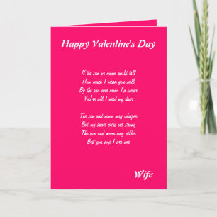 für meine Ehefrau am Valentinstag Feiertagskarte
