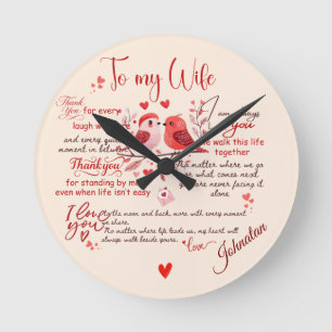 Für meine Frau Liebesbotschaft Benutzerdefinierter Runde Wanduhr