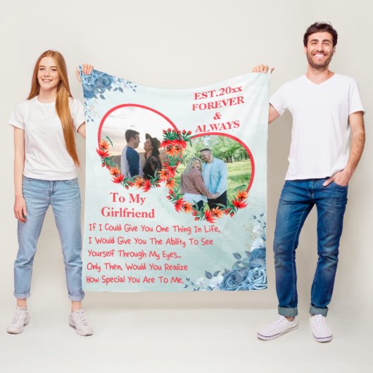 Für meine Freundin, Personalisiert 2 Foto Fleecedecke (Beispiel)