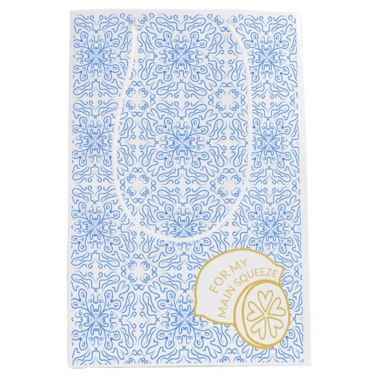 "Für meine Hauptpresse" Lemon & Blue Tile Amalfi Mittlere Geschenktüte (Vorderseite)