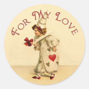Für meine Liebe Vintage Valentinsclown Runder Aufkleber