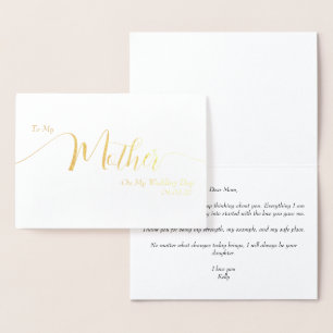 Für meine Mutter an meinem Hochzeitstag Elegantes Folienkarte