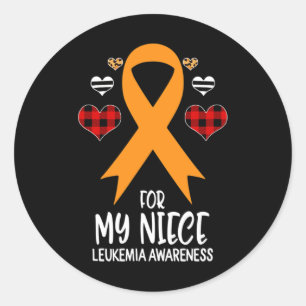Für meine Nichte Leukämie Awareness Ribbon Leopard Runder Aufkleber