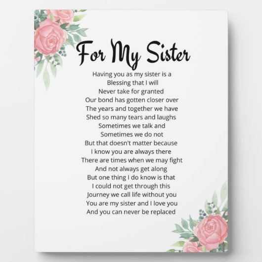 Für meine Schwester Fotoplatte (Vorderseite)