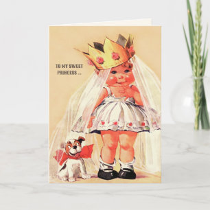Für meine süße Prinzessin. Vintage-Kunst Valentins Feiertagskarte