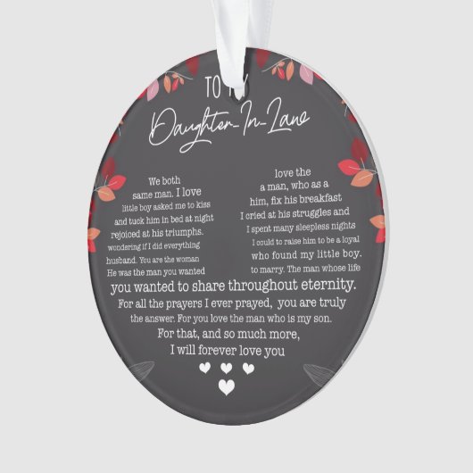 Für meine Tochter im Gesetz Ornament (Vorderseite)