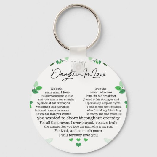 Für meine Tochter im Gesetz Schlüsselanhänger (Vorderseite)