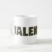 Für meine Valentine Woodland Camouflage Typografie Kaffeetasse (Vorderseite Links)