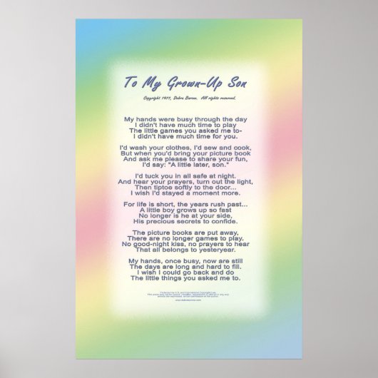 Für meinen aufgewachsenen Sohn Poster (Vorne)
