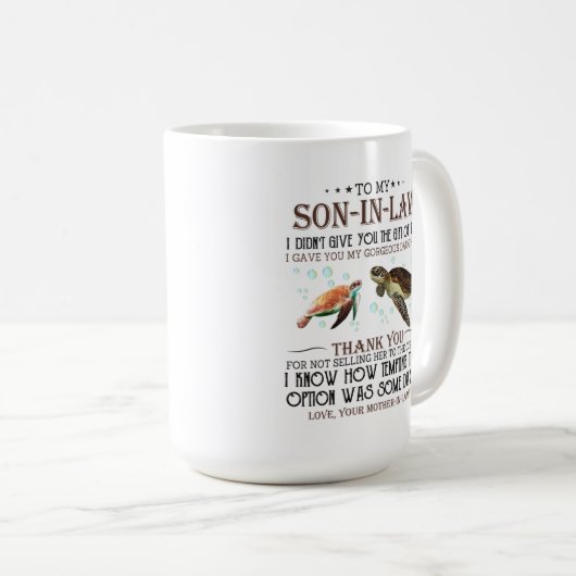 Für meinen Sohn im Gesetz Kaffeetasse (VorderseiteRechts)