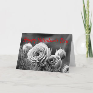 "Für meinen Valentinstag" Rosen in Schwarz und Wei Feiertagskarte