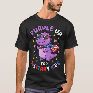 Für Militär-Kinder lila Dinosaurier-Amerikanische T-Shirt