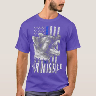 Fur Missile K9 Vertikale dünne blaue Linie Flag T-Shirt