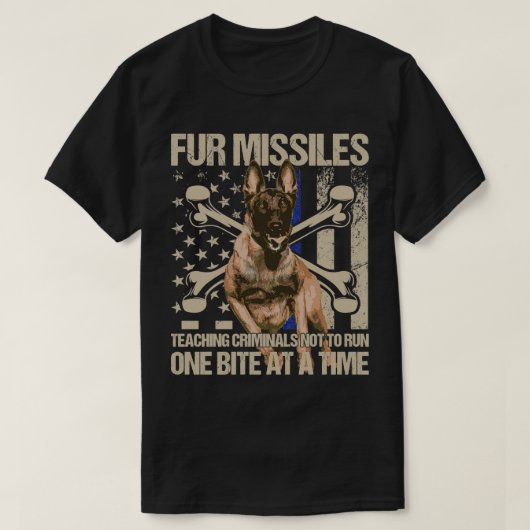 Fur Missiles lehren Kriminelle Blue Line K9 Dog U T-Shirt (Design vorne)