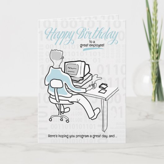 für Mitarbeiter Funny Birthday Computer Typ Karte (Vorderseite)