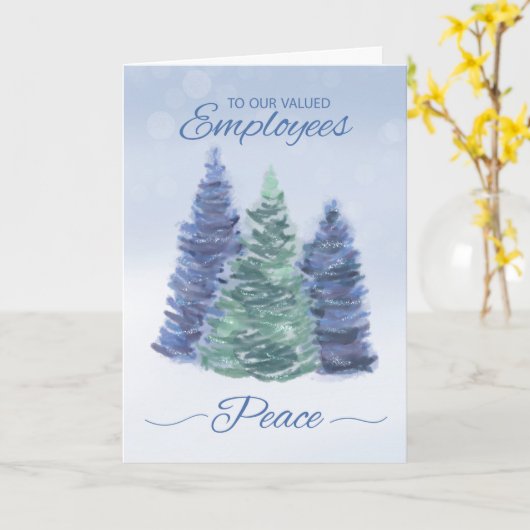 Für Mitarbeiter Urlaub Frieden mit Evergreen Trees Karte (Gelbe Blume)