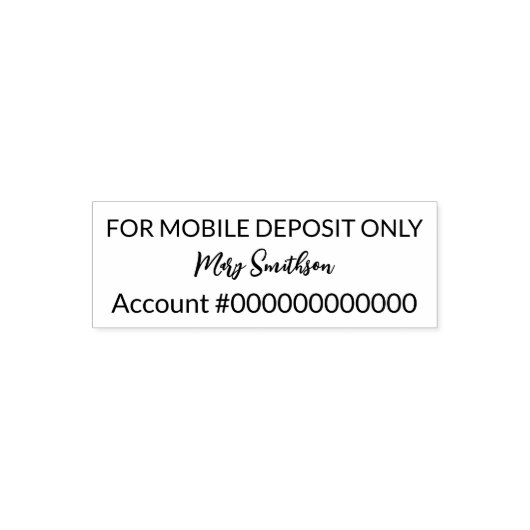 Für mobile Einlagen nur Kursiv Name Bank Akt Nr. Permastempel (Design)