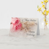 Für Mutter, glückliche Rose und Perlen zum Geburts Karte (Gelbe Blume)
