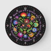 Für Mutter polnische Folklore-Komposition Runde Wanduhr (Vorderseite)