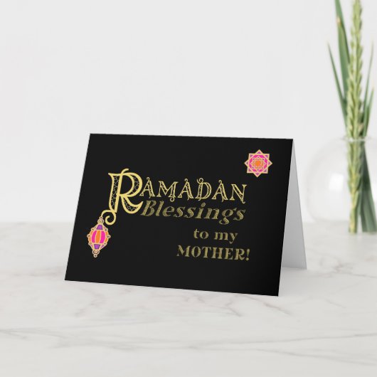 Für Mutter Ramadan Blessings Gold auf schwarz Karte (Vorderseite)