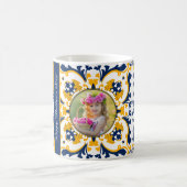Für Mutter 💙 💛 Schöne blaue und gelbe Azulejos Kaffeetasse (Mittel)