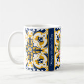Für Mutter 💙 💛 Schöne blaue und gelbe Azulejos Kaffeetasse (Links)