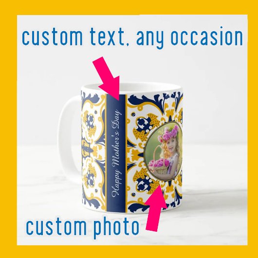 Für Mutter 💙 💛 Schöne blaue und gelbe Azulejos Kaffeetasse