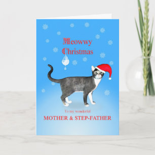 Für Mutter und Stiefvater, Meowwy Weihnachtskatze Feiertagskarte