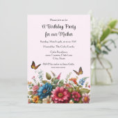 Für Mütter zum Geburtstag glücklich Party Einladun Einladung (Stehend Vorderseite)