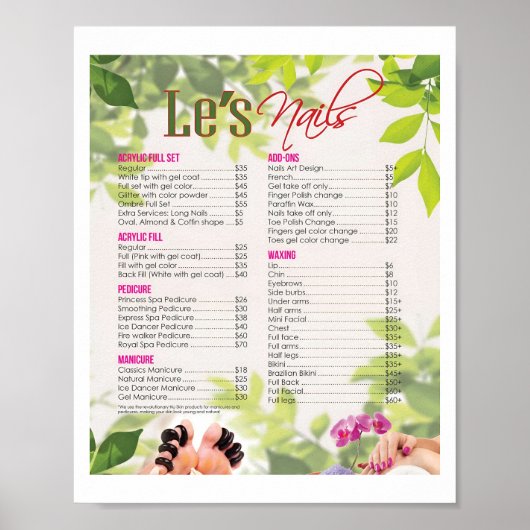 Für Nagelstudio-Preisposter Poster (Vorne)