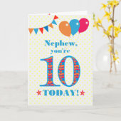 Für Nephew 10. Geburtstag Bunting Balloons Card Karte (Gelbe Blume)