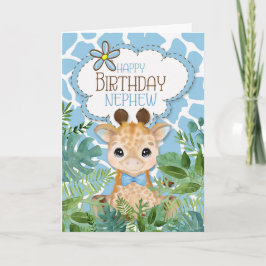 für Nephew Blue Jungle Giraffe Geburtstag zum Them Karte