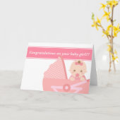 Für neue Eltern - niedliches Babymädchen im rosa Karte (Gelbe Blume)