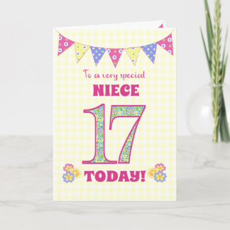 Für Nichte 17. Geburtstag Primrosen und Jagdkarte Karte