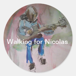 für Nicolas zu Fuß für zystische Fibrose Runder Aufkleber