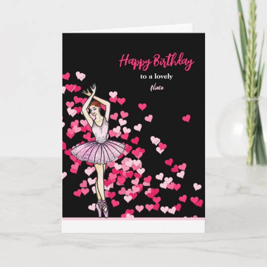 Für Niece am Geburtstag Ballerina rosa Kleid Karte (Vorderseite)