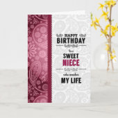 für Niece Birthday Pink Hearts und Paisley Karte (Gelbe Blume)
