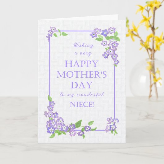 Für Niece Mother's Day Mauve Phlox Blume Card Karte (Gelbe Blume)