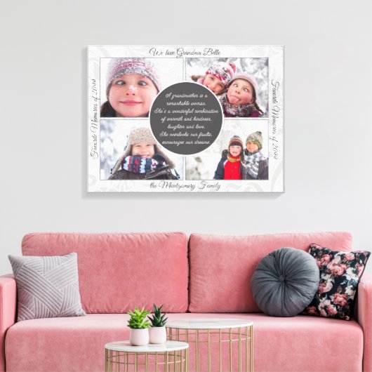 für Oma 4 Foto Name and Message Love Memory Leinwanddruck (Insitu (Wohnzimmer))