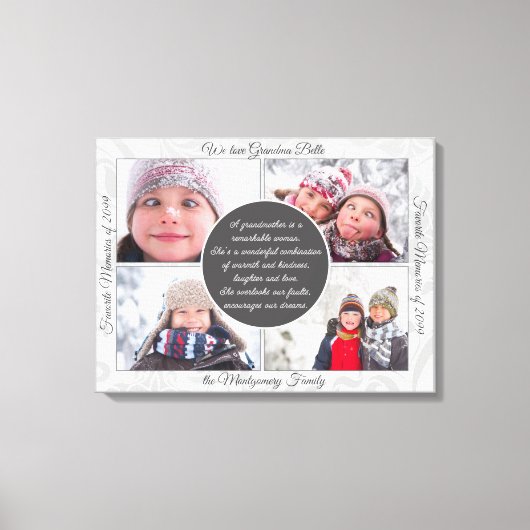 für Oma 4 Foto Name and Message Love Memory Leinwanddruck (Vorderseite)