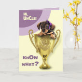 Für Onkel am Vatertag. Niedliche Welpe Karte (Gelbe Blume)