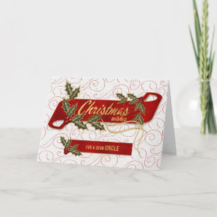für Onkel Christmas Wishings Holly und Berries Feiertagskarte