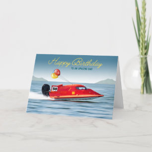 Für Papa 50. Geburtstag Hochleistungsboot Karte