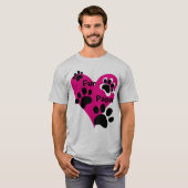 Fur Papa Big Pink Heart Paw Prints Liebe Geschenk T-Shirt (Vorne ganz)