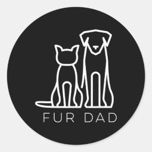 Für Papa Tierliebhaber Katze Hund Papa Ehemann Lus Runder Aufkleber