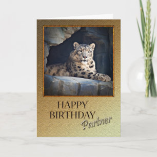 Für Partner Geburtstag mit Schneeleopard Karte