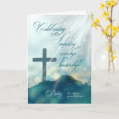 für Pastor Ordination Jubiläum Aquamarine Cross Ca Karte (Gelbe Blume)