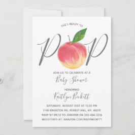 Für Pop bereit Wasserfarben Peach Babydusche Einladung