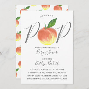 Für Pop bereit Wasserfarben Peach Babydusche Einladung