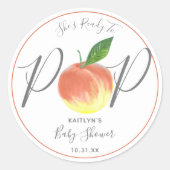 Für Pop bereit Wasserfarben Peach Babydusche Runder Aufkleber (Vorderseite)